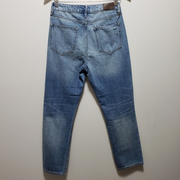 Hidden Distressed Frayed Holes Cropped Ankle Denim Blue Jeans Women S-26 NWT - Picture 2 of 11